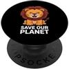 Cute Animal Designs For Men Women Kids Cute Lion Nature Conservation Save Planet Uomini Donne Bambini PopSockets PopGrip Adesivo