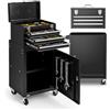 DAIMANN Carrello Officina Porta Attrezzi in Metallo - Banco da Lavoro Mobile con 3 Cassetti Scorrevoli e Armadietto con Serratura - 4 Ruote Girevoli e Maniglia Ergonomica - Organizer per Garage