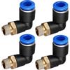 HAPPOW 4 connettori pneumatici, 90 gradi a forma di L G1/8 su connettore ad aria compressa da 6 mm, raccordo angolare pneumatico, per tubi in PU/nylon/PE (PL6-01)