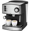 Clatronic ES 3643 macchina da caffè espresso, Acciaio Inossidabile Caricamento, vapore a pressione 15 Bar, 1,6 L, inox rimovibile per serbatoio dell' acqua, Nero
