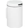 Relaxdays Cestino da Bagno da Muro, 3 L, Chiusura Automatica, Secchio Interno Estraibile, Bidone in Acciaio Inox, Bianco