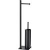 GEDY G-Seul Colonna Bagno Porta Rotolo + scopino Bagno, Nero con Finitura Nera, Misure 62,8 x 14 x 14 cm, Set per WC in Acciaio Inox e Cromall®, Brugola da 4mm Inclusa
