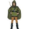 FIESTAS GUIRCA | Costume Arciere Bambini (10-12 Anni) - Maglietta, Cappa, Cappuccio, Polsiera e Pantaloni - Costumi Medievali e Moschettieri per Carnevale - Ideale per Bambini - Verde e Marrone