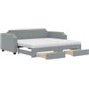 vidaXL Letto da giorno allungabile con cassetti grigio chiaro 100x200 cm in tessuto