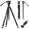 SIRUI Treppiede Video Professionale in Fibra di Carbonio, 174cm Treppiede con Testa Fluida per Telecamere, Design monopiede modulare, Regolazione in un unico passaggio, Carico Massimo 6kg, SVS60+S3