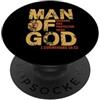 Man Of God Cool Lion Father's Day Sapphi Man Of God Cool Lion Marito Protettore Eroe Festa del Papà PopSockets PopGrip Adesivo