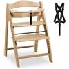 hauck Arketa - Seggiolone Pappa in Legno di Quercia - Sedia Evolutiva da 6 Mesi a 130 kg, Altezza Regolabile, con Cintura a 5 Punti, Cinturina Spartigambe e Barra di Sicurezza, Design Premium