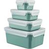 Emsa N10310 Close Color Edition Set di contenitori per alimenti da 4 pezzi | 0,2/0,55/0,8/2,2 L | A prova di perdite | Igienico | Senza BPA | Lavabile in lavastoviglie, | Verde polvere