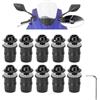 NIYATA Viti Carenatura Moto M5 x 16 mm con Chiave, Set da 10 Pezzi, Viti Parabrezza Moto Ergal in Alluminio e Gomma, Compatibili con per Honda per Yamaha per Suzuki per Kawasaki, Colore Nero