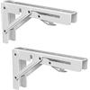 Highdecora Staffe pieghevoli per mensole, 2 pezzi, resistenti, pieghevoli, in metallo, per montaggio a parete, triangolari, per tavolo e panca da lavoro fai da te (bianco, 25,4 cm)