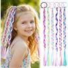 Matwsec Confezione da 6 ciocche di capelli colorate, 42 cm, intrecciate con corda elastica, per ragazze, feste, festival, regali decorativi