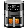 Melchioni Family | ARIANNA Friggitrice ad Aria 6,5L con Doppia Resistenza | Air Fryer con Display LED, 8 Programmi, Timer, Cestello con Finestra, 2000W