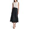DKNY Abito midi da donna senza maniche con scollo a gioiello e cintura rimovibile, Guscio d'uovo/Nero, 52