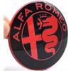 VS 2 Fregi Stemmi Compatibili con Alfa Romeo Nero e Rosso Logo 74mm Cofano Anteriore Posteriore Emblema Red and Black 147 156 159 Brera Mito METALLO