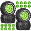 RcThjia MX28 Pneumatici da 2,8 pollici e ruote pre-incollati All-Terrain MT pneumatici con esagoni da 12 mm/14 mm - 1/10 Scala RC pneumatici per camion ARRMA Big Rock, Granite, Senton, Vorteks & Traxxas Slash