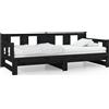 vidaXL Letto da giorno allungabile in pino massiccio nero 2x(90x190) cm