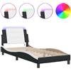 vidaXL Letto con LED senza materasso "Zadar" Nero e bianco 80x200 cm