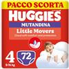 Huggies Little Movers Pannolini Mutandina Taglia 4 (9-14 Kg), Ultra assorbente, Protezione completa, Pacco Scorta, 72 Pz