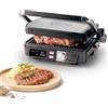 Ufesa Grill Elettrico K2 2000W - Sandwichera, Piastra da Cucina Elettrica e Griglia, Apertura 180º, Display LED, Temperatura Regolabile, Piastra Superiore Regolabile in Altezza, Piastre Antiaderenti