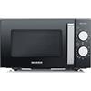 SEVERIN Forno a Microonde, 800W, 20 Litri, Fondo Piatto in Vetro, Senza Piatto Girevole, 6 Livelli Potenza, con Funzione Scongelamento, 46,5 x 39,5 x 27,5 cm, Nero/Acciaio Inox - MW 7761