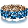 EVER FAITH Braccialetto Donna, Abiti Gioielli Cristallo Art Deco 2 Strato Goccia Elasticità Bracciale per Incontro Blu Antico Oro-Fondo