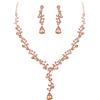 Clearine Matrimonio Sposa Foglia Goccia Cristalli Collana Orecchini Set Gioielli Filigrana Champagne Colore Rosa Oro-Fondo