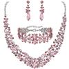 Clearine Collana da sposa per matrimonio, orecchini e bracciale, set di gioielli per donne, con cristalli di marquise, di collane in argento trasparente, Lega di acciaio cristallo di