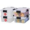 Iris Ohyama, Scatole Portaoggetti Ermetiche in Plastica, 10L, Set di 4, Trasparente, Coperchio Impermeabile, con Chiusura, Impilabile, Per Esterni, Garage, Vestiti, Antipolvere, Senza BPA, AT-S
