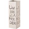 Baroni Home Portaombrelli Porta Ombrelli Design Moderno in Metallo con Intaglio Scritta Umbrella Holder Grigio Tortora con Gancino e Vaschetta Scolapioggia Rimovibile 15,5X15,5X49 cm