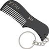 KYVU B25 Pettine per baffi e barba con portachiavi, pettine tascabile fatto a mano, da uomo, 7,5 cm, in acetato di cellulosa, finitura nera, design da viaggio