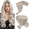 Hetto Extension Capelli Veri Nano Ring Biondo platino - Remy Capelli Umani Estensioni, Invisibile Adesive, Look Naturale per Uso Quotidiano 50g 50ciocche 45cm
