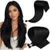 Hetto Extension Capelli Veri Nano Ring Nero - Remy Capelli Umani Estensioni, Invisibile Adesive, Look Naturale per Uso Quotidiano 50g 50ciocche 55cm
