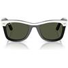 Ray-Ban Occhiali da Sole RB2240 144431 Wayfarer Bianco Su Nero/Verde Unisex 50/22/150