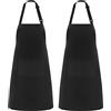 NLUS Confezione da 2 grembiuli da cucina per taglie forti, regolabili, morbidi, con 2 tasche, per uomini e donne (nero, 2)