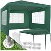 tectake® Gazebo da Giardino, Padiglione Esterno con Telaio in Acciaio, 3 Pannelli Laterali, Impermeabile, Resistente ai Raggi UV, 300 X 300 X 250 cm - Verde