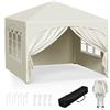 WOLTU Gazebo Pieghevole da Giardino, Gazebo Idrorepellente Pop Up da 3x3m Pannelli Laterali, Tendone Esterno, Altezza Regolabile, Protezione UV, con Custodia Beige