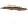 Outsunny Ombrellone da Giardino Doppio 4.5x2.65 m LED Solare Cachi