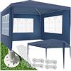 tectake® Gazebo da Giardino, Padiglione Esterno con Telaio in Acciaio, 3 Pannelli Laterali, Impermeabile, Resistente ai Raggi UV, 300 X 300 X 250 cm - Blu