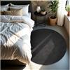 tectake® Tappeto Salotto, Tappeto Pelo Corto, Tappeti Salotto Design Elegante, Tappetino, Lavabile in Lavatrice, Ideale per Sala da Pranzo, Camera da Letto, Studio, Soggiorno - Antracite - Ø 120cm