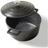 STONELINE Casseruola 20 cm, 2,6 L Rostiera Cocotte con Coperchio, Pentola Alluminio Pressofuso Rivestimento Antiaderente con Vere Particelle di Pietra, A Induzione Forno Tutti i Piani Cottura, Nero