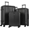 FERGÉ set di 3 valigie viaggio CANNES - bagaglio rigido dure leggera 3 pezzi valigetta 4 ruote nero
