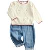 Marks & Spencer Completo con maglione a treccia floreale e jeans Ragazze