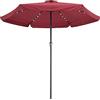 Kingsleeve Ombrellone da Giardino 24 luci LED Ø330cm Manovella Ombrelloni Terrazza Parasole Protezione UV 80+ Rosso