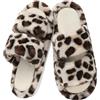 Donpapa Pantofole Donna Ciabatte Scarpe da Casa Peluche Antiscivolo Pelose Comode Morbida with Memory Foam Aperta Slippers Leopard Rosa 270