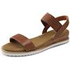 DREAM PAIRS Sandalo a Zeppa da Donna Scarpe con Tacco Basso Espadrillas Classiche con Punta Arrotondata con Fibbie e Cinturini Estate,Size 43,Marrone,SDPW2310W-E