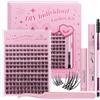 GLAMLASH Ciglia Finte Ciuffetti Kit Extension Ciglia Lash Clusters con Bond e Rimuoviciglia 8-16mm,DIY Eyelash Extension Kit (DM-FD14)