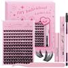 GLAMLASH Ciglia Finte Ciuffetti Kit Extension Ciglia Lash Clusters con Bond e Rimuoviciglia 8-16mm,DIY Eyelash Extension Kit (DM-FD07)