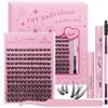 GLAMLASH Ciglia Finte Ciuffetti Kit Extension Ciglia Lash Clusters con Bond e Rimuoviciglia 8-16mm,DIY Eyelash Extension Kit (DM-FD24)