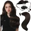 Moresoo Extension Capelli Veri Cheratina Shatush 40 cm Marrone Molto Scuro Castano Scuro Invisibili Extension Cheratina Capelli Veri Castano 50g 50 Ciocche #2