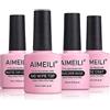 AIMEILI Base Coat, No Wipe Glossy Top Coat, Matte Top Coat e 8 in 1 Clear Builder Base Gel, Tutto Ciò Che Serve in Un Unico Set, 4x10ML